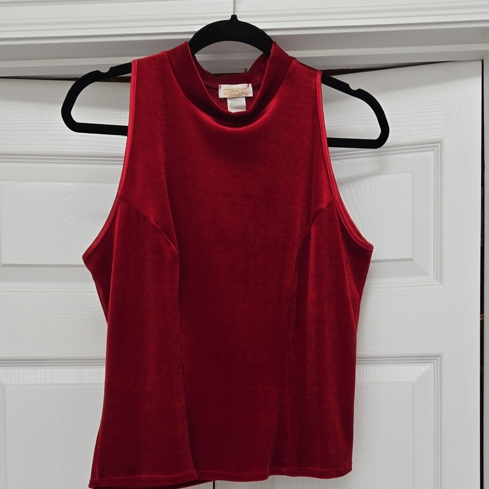 Chic Velvet Sleeveless Top in Rich Red